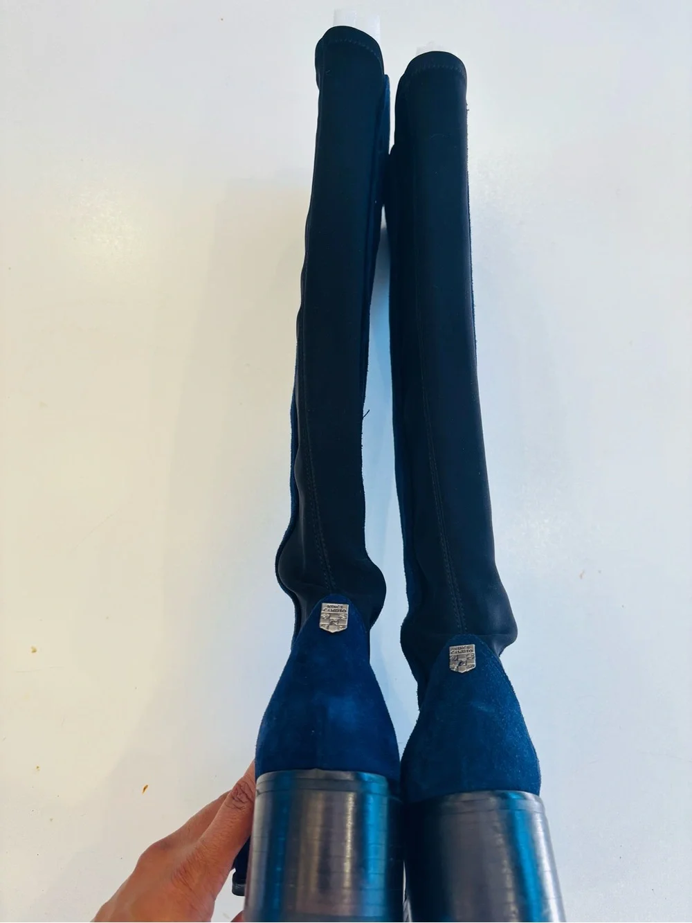 Vince Camuto Tall Leather Suede Over-the-Knee Boots in Deep Teal Blue size 7